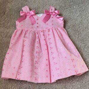 Iris & Ivy Pink Eyelet Bow Strapless Dress